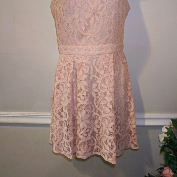 Lulu's Blush Pink Lace Racer Back Skater Style Mini Dress Style# 25680 - Picture 6 of 14
